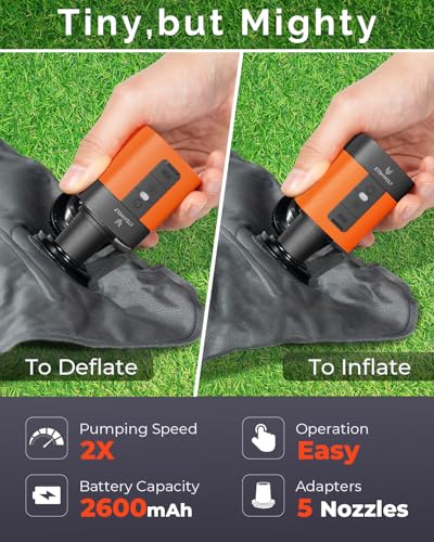 ETENWOLF AIR 3 Mini Electric Air Pump with 2600mAh Battery and Camping Light