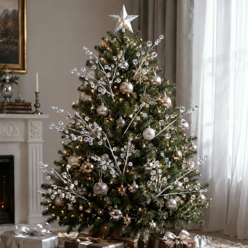 Crystal Bead Christmas Tree Picks - 12.6 Inch Holiday Decor Accents