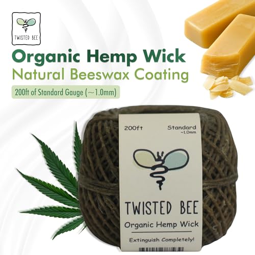Organic Hemp Wick with Beeswax Coating - 200ft Standard Size