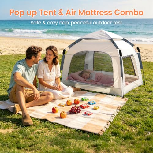 Portable Inflatable Kids Travel Bed with Pop-up Tent & Air Mattress