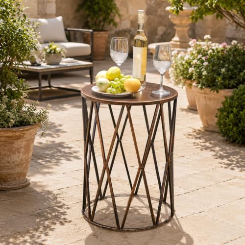 3-Piece Round Metal Nesting Side Tables, Stacking Patio Accent Tables