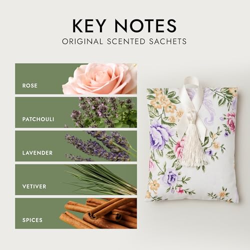 Floral Scented Sachets for Closets and Drawers, 2-Pack Long-Lasting Fragrance