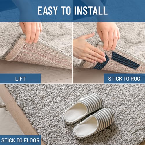 Non-Slip Rug Grippers for Hardwood Floors - Washable Anti-Slip Pads, 8 Pack