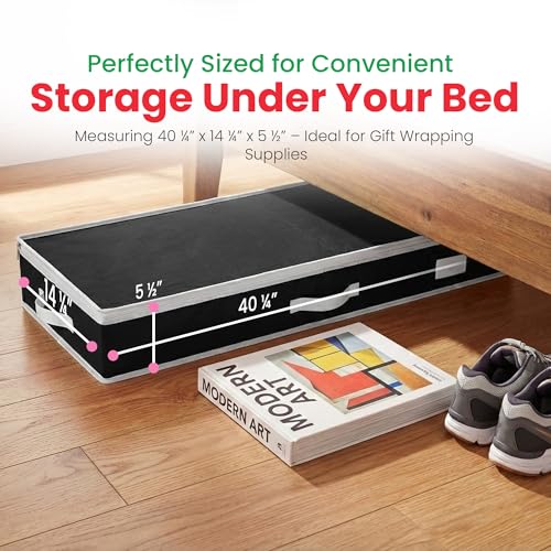 Gift Wrap Storage Organizer Under Bed Wrapping Paper Holder Black