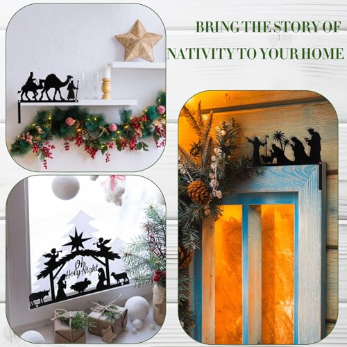Blulu 3-Piece Metal Nativity Door Topper Set (Novel) – Wood-Free, Indoor/Outdoor Door Frames