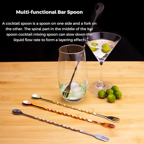 Gbuxska Gold Cocktail Muddler Set - 10 Inch Bar Mixing Spoon & 8 Inch Muddler for Drinks