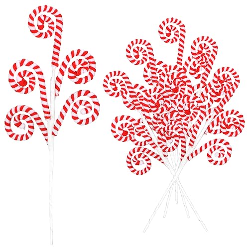 Gerrii 12-Pack Red & White Candy Cane Christmas Tree Decorations 16" Tree Picks