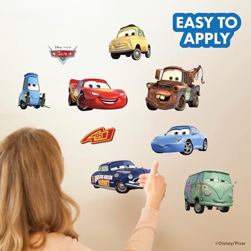 Race Car Wall Decals Set - Peel and Stick Vinyl Room Stickers for Kids