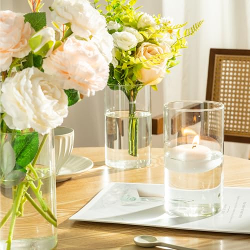 12-Pack Clear Glass Cylinder Vases 6 Inch Tall for Wedding Centerpieces