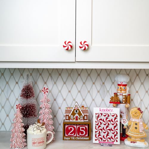 Knobēz Red Peppermint Decorative Knob Covers (12 Pack) – Fits 1" to 1 3/8" Knobs