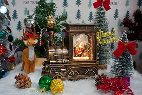 Musical Christmas Snow Globe Train Lantern with Snowflake Projection & 6H Timer