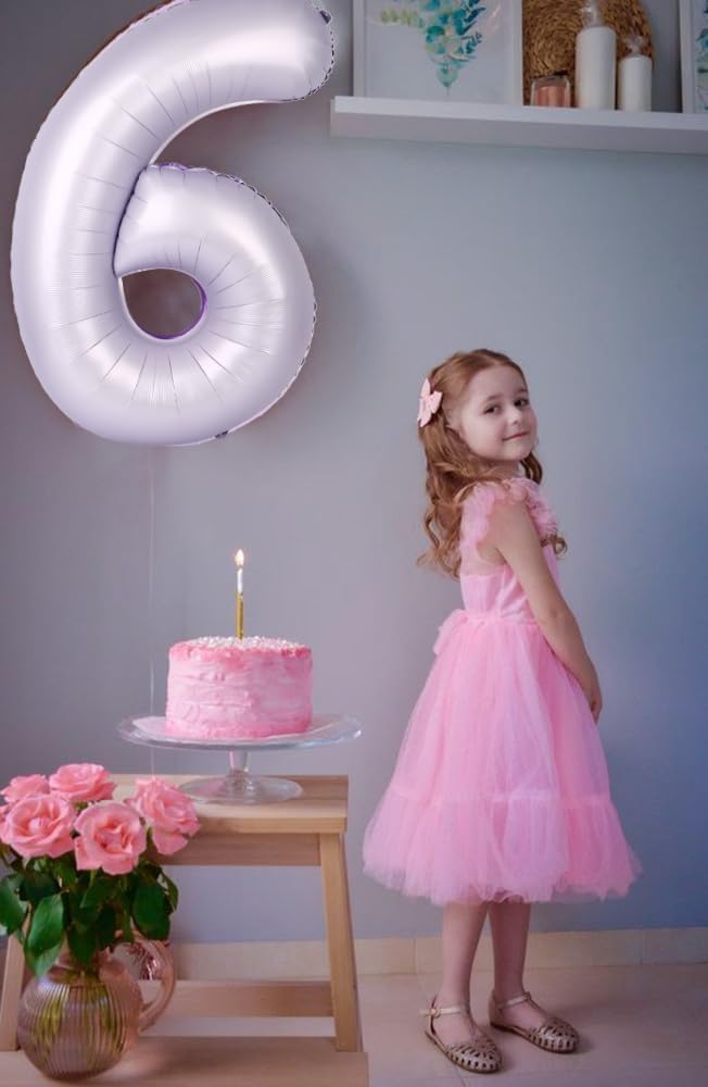 Skiennix 40-Inch Balloon Numbers - Big Cream Purple Balloons for 5th Birthday & Wedding Decor