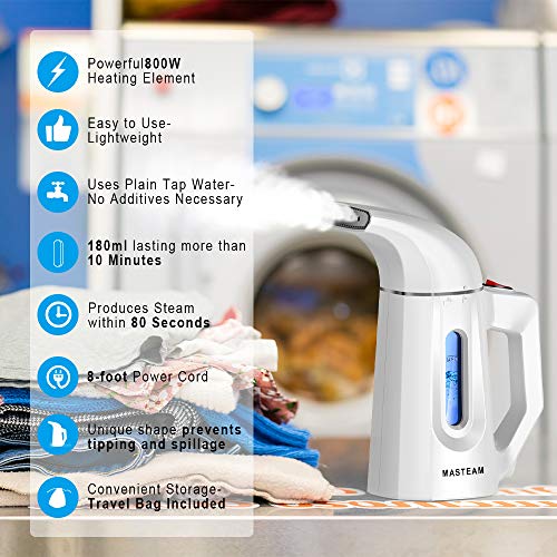 MASTEAM White Handheld Clothes Steamer for Wrinkle Removal