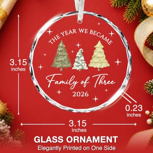 Family of Three Baby's First Christmas Ornament - 2026 - New Mom & Dad Gift - Variation 03