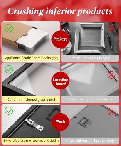 8x10 Black Shadow Box Frame with Real Glass Panel & Linen Backing