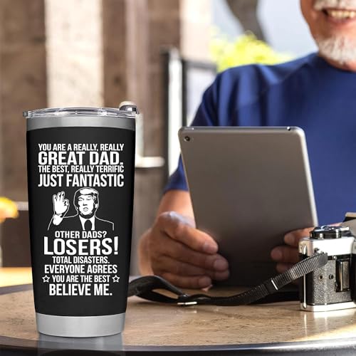 BETHEGIFT Black 20oz Double Wall Insulated Stainless Steel Tumbler for Dad