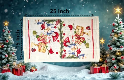 Snowman Christmas Kitchen Towels 15x25 Set of 2 - 45/55 Cotton-Blend, Hand Towels