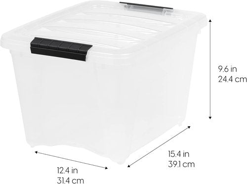IRIS USA 19 Qt Stackable Plastic Storage Bins - BPA-Free, Durable Nestable Containers, 6 Pack - Pearl Color