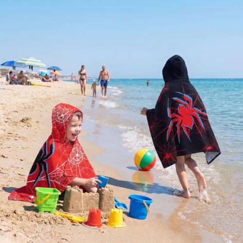 Peryiter 2-Pack Spider Hooded Beach Towels - Quick Dry & Soft, 58" x 28"