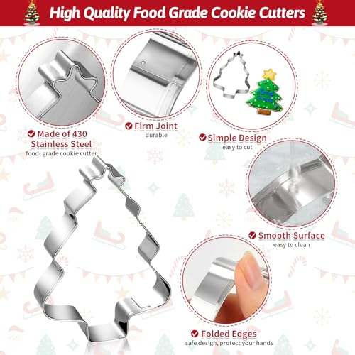 Qinzave 22pc Christmas Cookie Cutters Set – Stainless Steel Gingerbread & Holiday Shapes