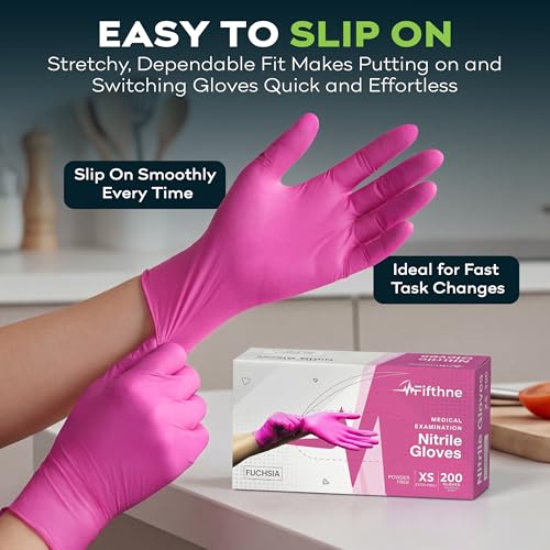Hot Pink Nitrile Medical Exam Gloves - 3 Mil Powder & Latex Free