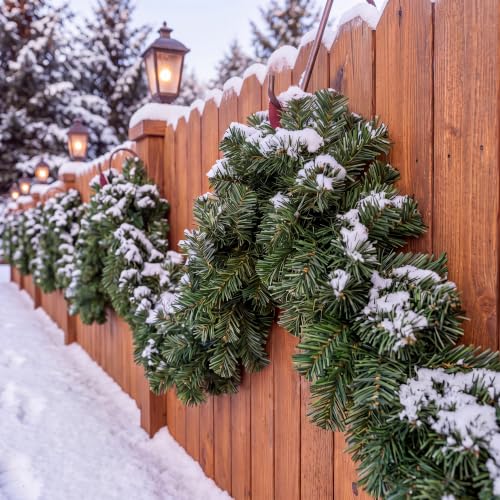 Suncalla 2 Pack 12 ft Alaskan Pine Christmas Garland Greenery - Thick Snowy Artificial Garlands