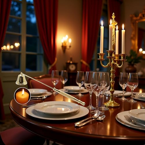 Gold Metal Candle Snuffer with Long Handle - Smokeless Candle Extinguisher
