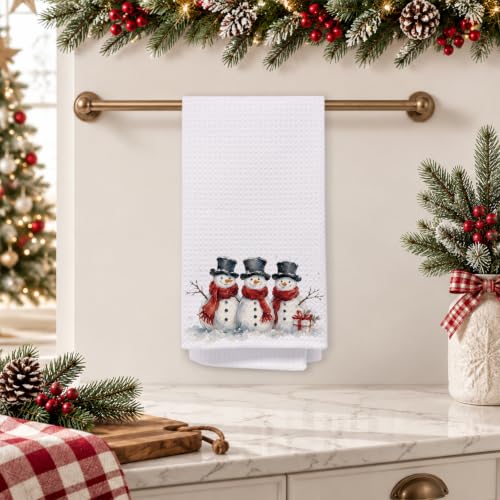 Christmas Snowman Hand Towels for Kitchen & Bathroom 16x24 - Holiday Decor