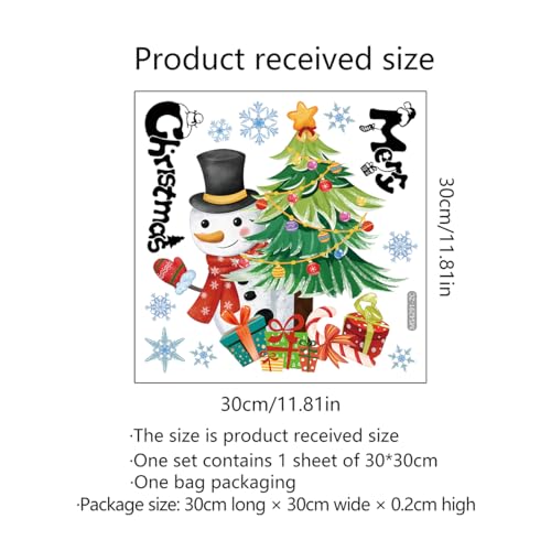 2Pcs Christmas Wall & Toilet Decals Snowman & Tree Holiday Stickers