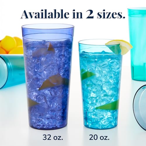 20-Ounce Reusable Plastic Tumblers - Stackable BPA-Free Drinking Cups (Set of 16)