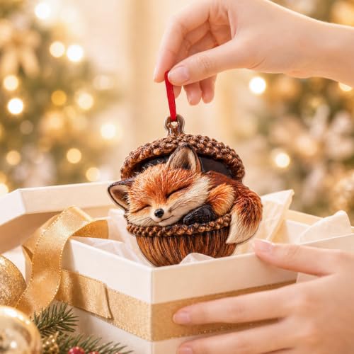 UISHYSM Fox Christmas Ornament - Holiday Tree Decoration, Animal Xmas Gift