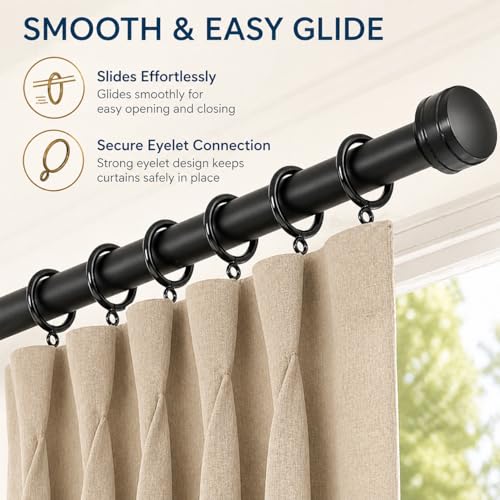 60-Pack Black Curtain Rings with Eyelets, 1.5-Inch Metal Drapery Rings