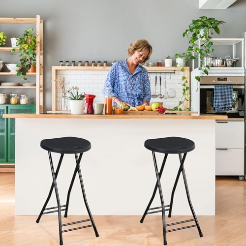 24-Inch Portable Folding Counter Stools, Heavy Duty Bar Stools with Handle