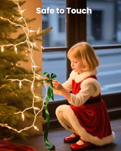 Clear Christmas Lights 100 Count Incandescent Mini String Lights, White Wire