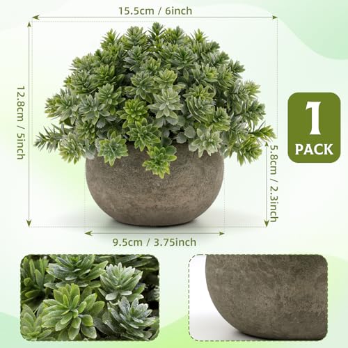 5-Inch Artificial Sage Potted Plant, Small Faux Greenery for Home Decor
