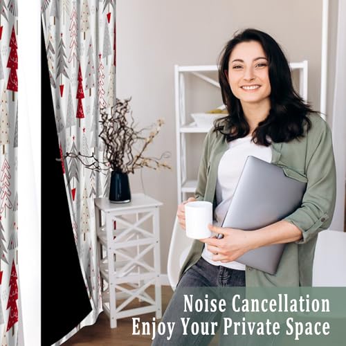 Renaiss Red & White Blackout Curtains for Bedroom 53x84 Inch, Set of 2, Xmas Snowflake Winter Holiday Decor
