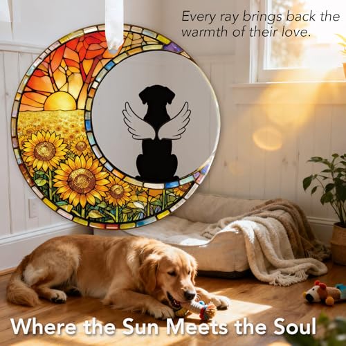 Personalized Dog Memorial Ornament Sunflower - Glass Keepsake with Gift Box