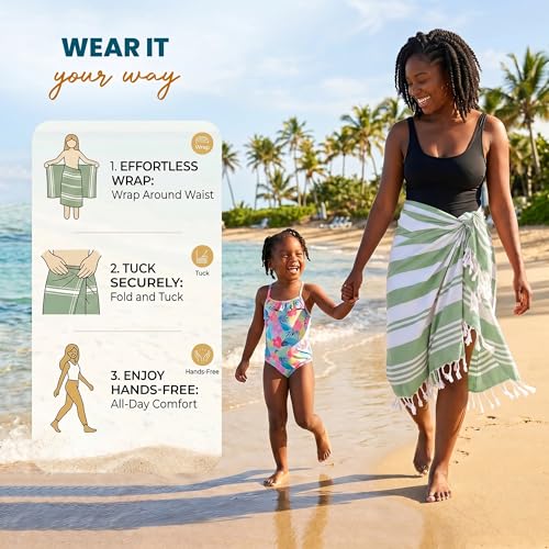 4-Pack Oversized Turkish Beach Towels, 100% Cotton, 40 x 72 Inch