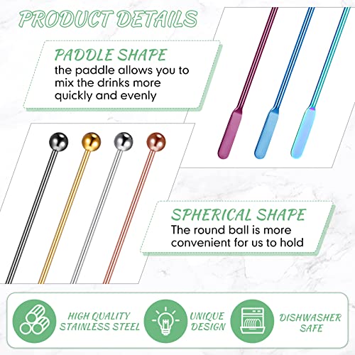 15 Pcs Stainless Steel Coffee & Cocktail Stirrers - Reusable Metal Swizzle Sticks