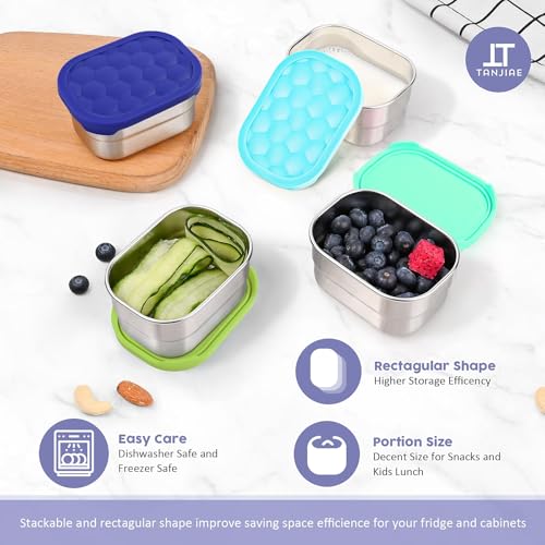 Stainless Steel Snack Containers for Kids with Silicone Lids - 8 oz (4 Pack)