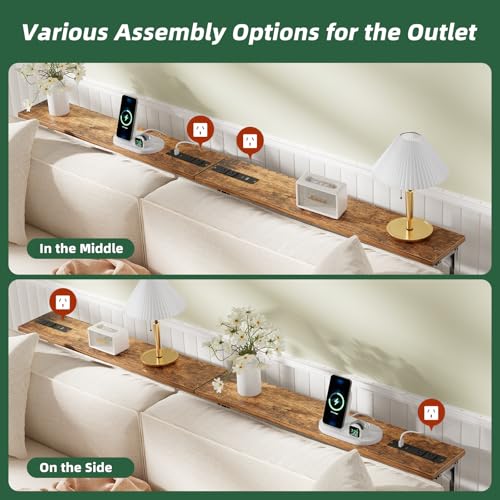 78.75-Inch Adjustable Console Sofa Table with Power Outlets and USB