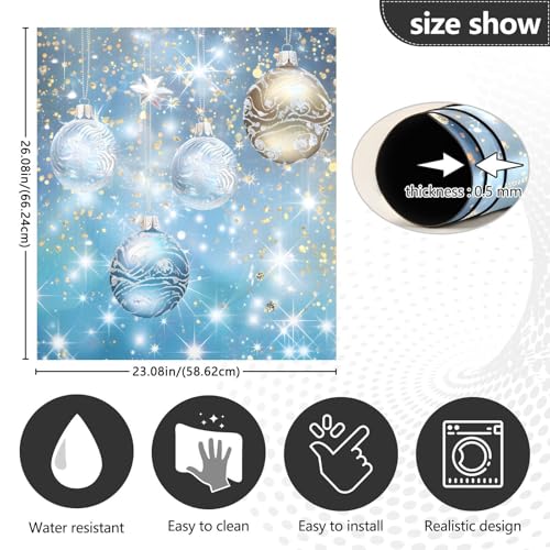 Large Christmas Ball Dishwasher Magnet Cover Panel Blue Gold 23x26in - Holiday Kitchen Decor