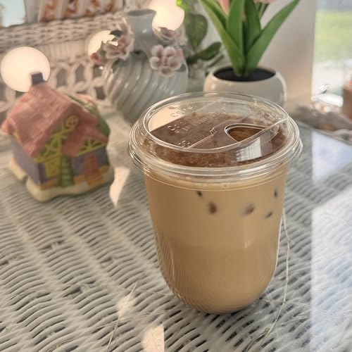 TOSSWARE Natural 16oz Plant-Based Clear Cold Cups with Sip Lids - Recyclable Set of 50