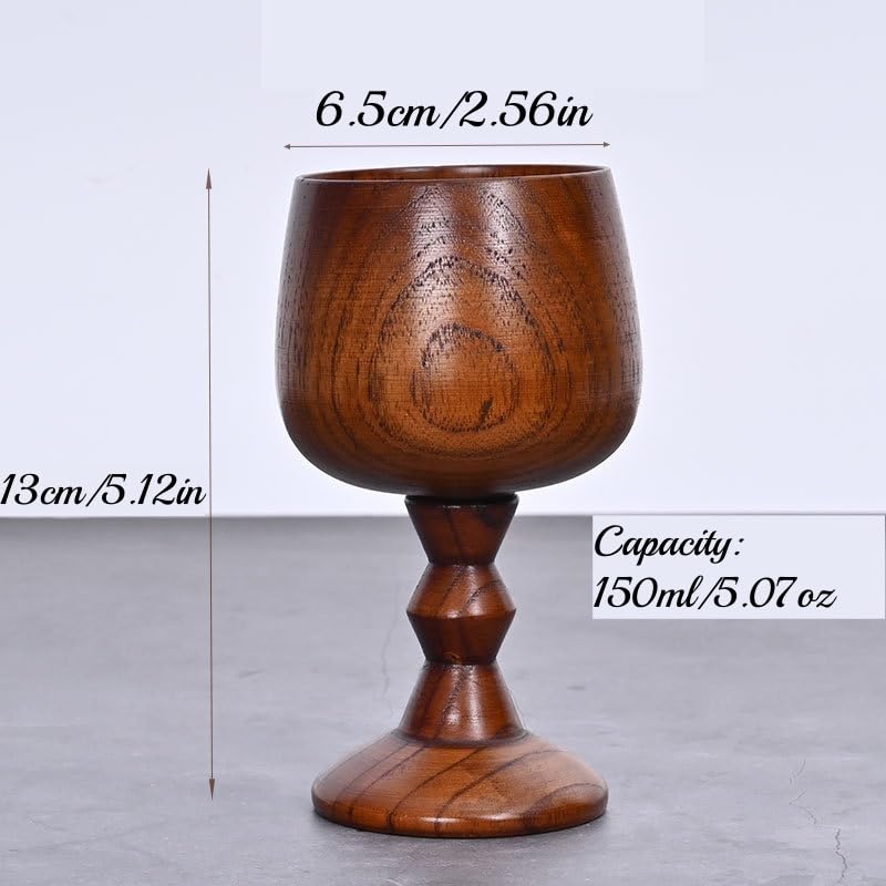 5-Pack Vintage Wooden Wine Goblets, 5 oz Date Wood Chalice Cups