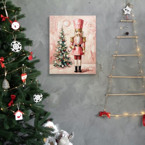 BIQRP Pink Nutcracker Christmas Tree Canvas Wall Art - Nutcracker3