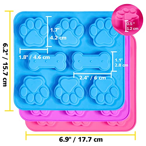 Silicone Dog Paw and Bone Molds 3-Pack - Non-Stick Baking & Treat Trays