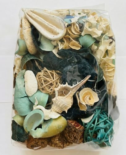 Ocean Breeze Scented Potpourri Blue Botanical Bowl Filler with Seashells