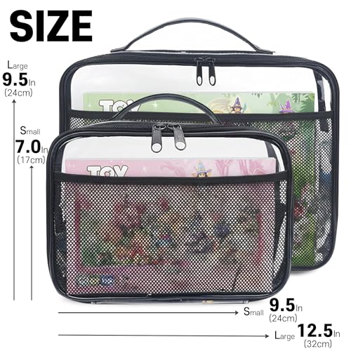 Clear Toy Storage Organizer Bags - 4 Pack PVC Case for Building Blocks