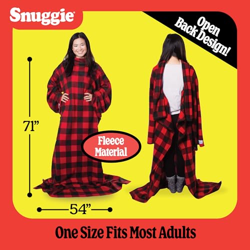 Oversized Wearable Blanket with Sleeves and Pockets - Soft Fleece Throw