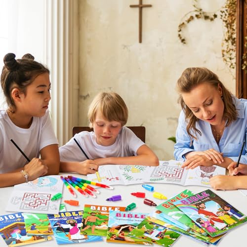 Christian Coloring Books for Kids - 24 Pack Religious Mini Activity Books for Party Favors
